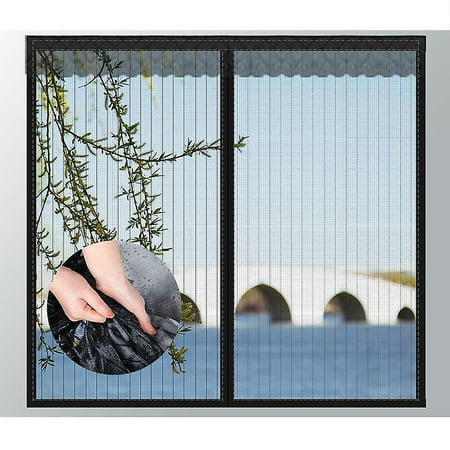 Lepai Magnetic Mosquito Net Window 120x120cm, Black Self Adhesive Mesh Curtain Mosquito Net ...