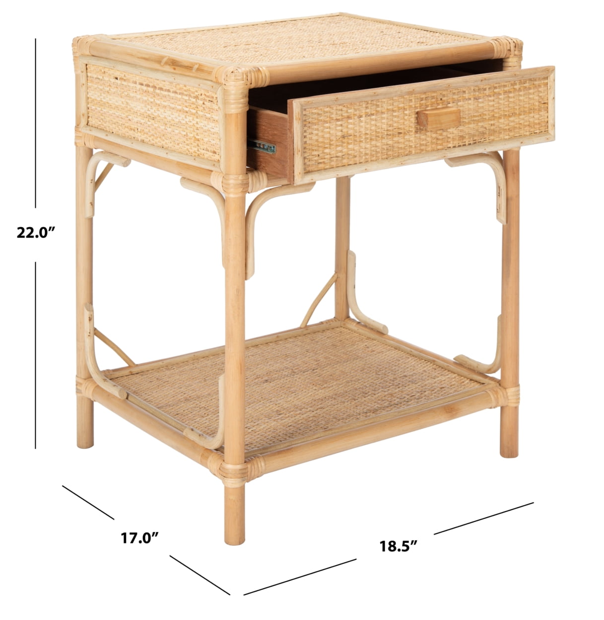 Safavieh Roya Rustic 1 Drawer 1 Shelf Nightstand, Natural