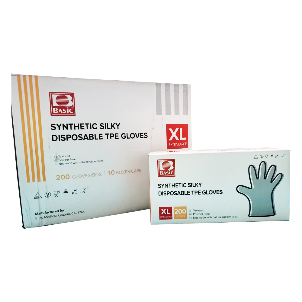 Basic Synthetic Silky Disposable TPE Gloves TPE004, Powder Free, Latex