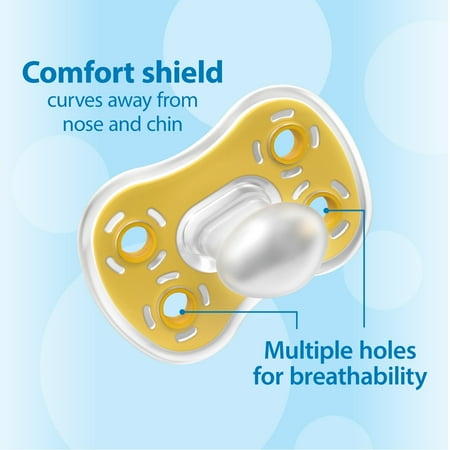Dr. Brown's Advantage Lightweight One-Piece Silicone Baby Pacifier, Fully Symmetrical Soother, Neutral, 6-18m, BPA Free, 3 Pack