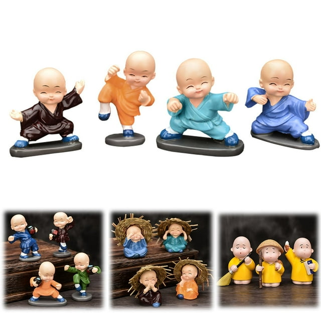 SuChun Hanging Easter Decorations For The Home Four Monks Decoration Cute Little Monks Monk Statues Buddha Statues Small Cute Buddha Statues Resin Crafts Decorations
