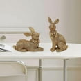 thumbnail image 3 of QSTDGVPW 2 X Easter Bunny Figure Easter Bunny Statue Easter Decoration Table Ornament for Gold, 3 of 9