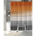 thumbnail image 3 of Split Shower Curtain for Transfer Bench, Orange Gray Fabric Shower Curtains for Bathroom, Farmhouse Retro Gradient Wooden Grain Tub Sliding Transfer Bench Waterproof Bath Curtains 72"x78", 3 of 9