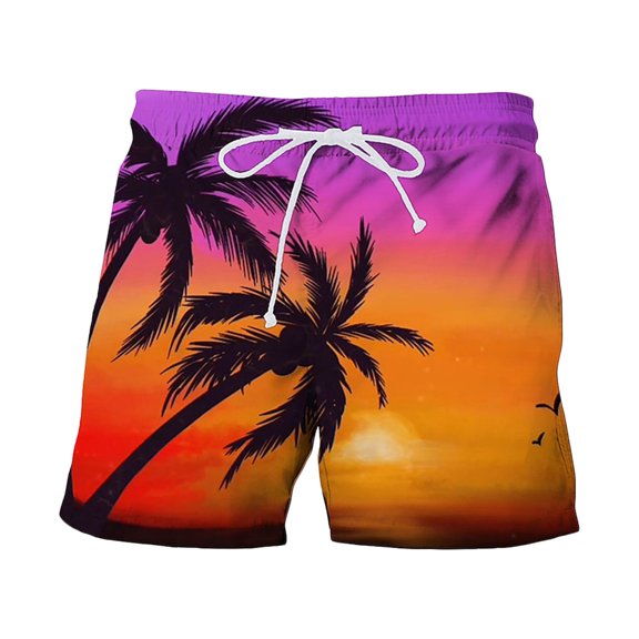 CONZONE Mens Swim Trunks Hawaiian Graphic Y2K Board Shorts for Men Elastic Waist Drawstring Lightweight Quick Dry Summer Beach Swim Shorts