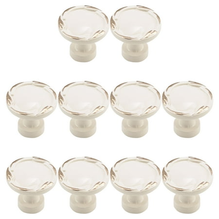 Gold Knobs For Dresser Zinc Alloy Knobs 30mm Round Wardrobe Dresser Knobs Pull Handle for Home Office Hotel Cupboard Cabinet White 10pcs ()