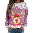 thumbnail image 1 of WEAIXIMIUNG Sweat à Demi-Zip pour Femmes, Chandails de Noël pour Femmes, Mode, Manches Longues, Col Rond, Mignon Renne, Graphique, Chemises de Noël (3), 1 of 4