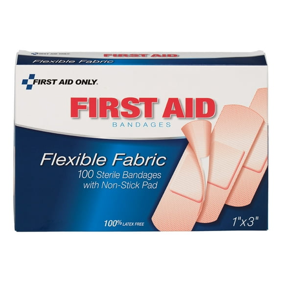First Aid Only Fabric Bandages, 1" x 3", Box Of 100