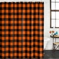 thumbnail image 3 of Black Orange Plaid Waterproof Fabric Shower Curtain,Farmhouse Buffalo Check Gingham Waterproof Fabric Shower Curtain for Bathroom Curtains Bathtubs Hotel Shower Curtains with 12 Hooks Small 36x72in, 3 of 8