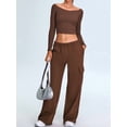 thumbnail image 5 of Women'S Long Sleeve Off the Shoulder Tops Going Out Cute Basic Y2K Fall Fashion 2026 Outfits Clothes Dark Brown M, 5 of 8