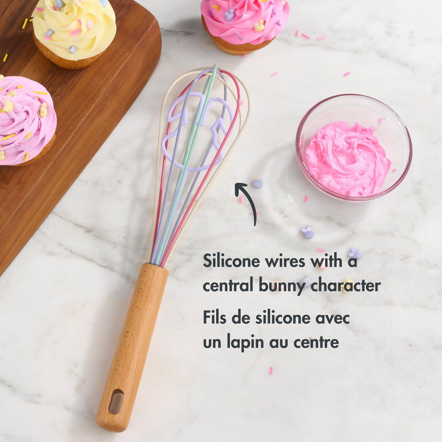 Way to Celebrate 11-inch Silicone Whisk, Bunny Rabbit character, Purple