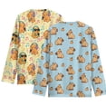 thumbnail image 2 of POLERO Capybara 2 Pack Girls' Long Sleeve Tees 13-14 Years Crew Neck Soft Lightweight T Shirts Cute Winter Trendy Costume, 2 of 6