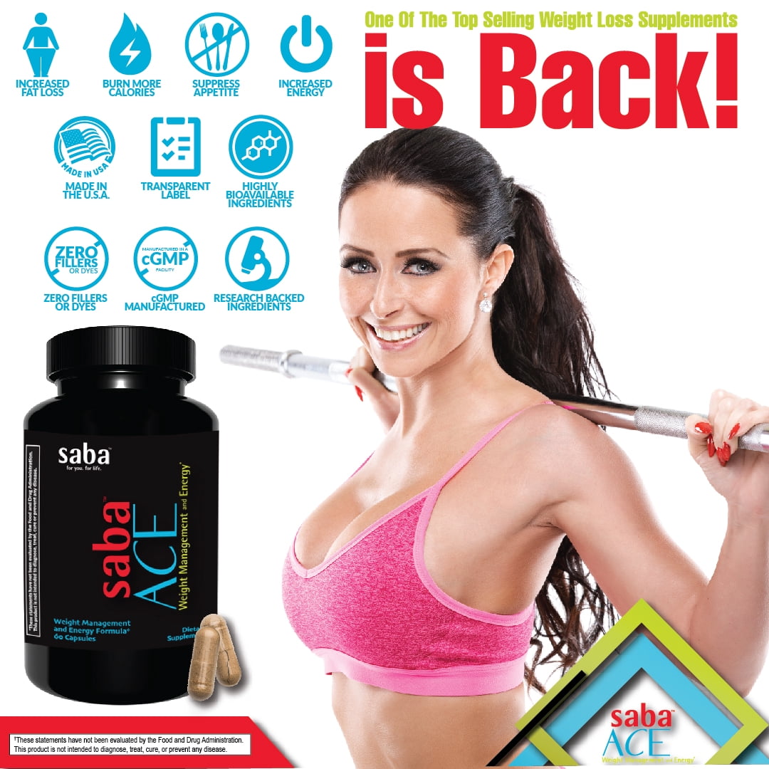 Saba Appetite Control and Energy DMAA Dietary Supplement, Weight Management Supplement, 60 Capsules