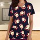thumbnail image 1 of Fiudx Tops para Mujer Blusa de Manga Corta con Cuello En V para Mujer, Uniforme de Trabajo, Impresión de Bolsillo, 1 of 5