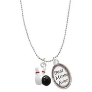 Delight Jewelry Silvertone Bowling Pins with Bowling Ball Best Mom Ever Charm Necklace