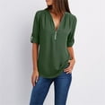 thumbnail image 2 of WTXUE Blouses for Women Button Women LadiesLoose Shirt Chiffon Zipper s Plus Size Tops Long Sleeve Plus Size Tops for Women, Sage Green XX-Large, 2 of 8