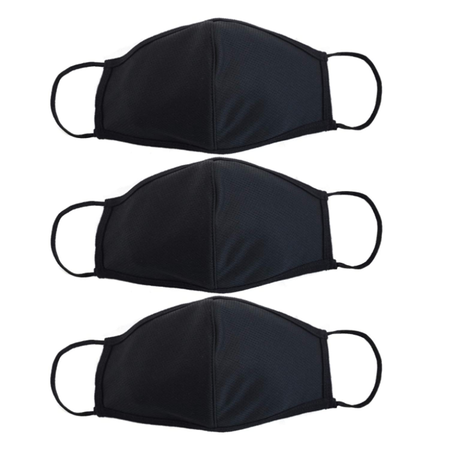 Máscara reutilizable disponible en varios tamaños: comodidad transpirable, máscara de seguridad, totalmente lavable a máquina (negro (3 piezas) JAMW Sencillez