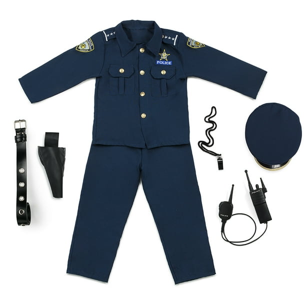 Costume d'officier de police de luxe pour enfants, ensemble complet,  habillage américain, kit de jeu, uniforme de police de l'armée avec badge  menottes - AliExpress