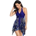 thumbnail image 1 of Plus Size Sexy Mesh Skirt Split Ladies Halter Bikini Swimsuit Two Piece, 1 of 4