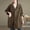 Brown, variant on Women's Fashion Fall Winter Loose Outwear Jacket Turn Down Collar Pockets