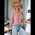 thumbnail image 4 of Blusas de Larga con Cuello en V para Mujer, Blusas Casuales Tipo Jersey, Blusas Holgadas y Elegantes, Blusas Tipo Túnica para Otoño. Rosa L, 4 of 10