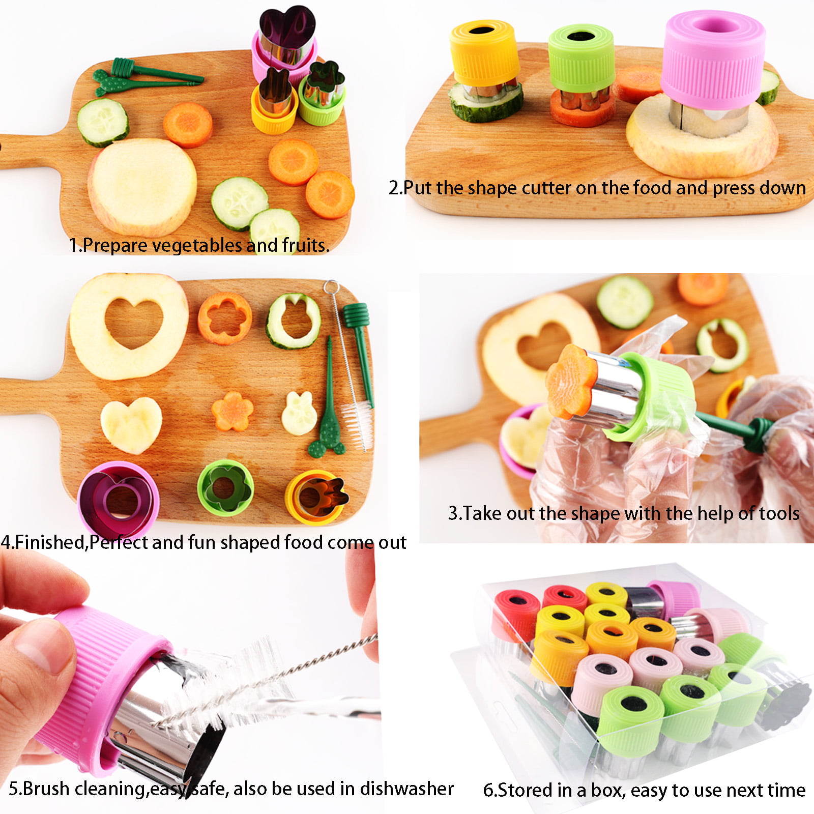 8PCS Vegetable Cutter Shapes Set Mini Fruit Cutters,Flower,Star,Heart Shaped  Kids Food Cutters for Cookie,Biscuit,Pastry Dough,Fruits Fondant Homemade  Baking Tool(Green)