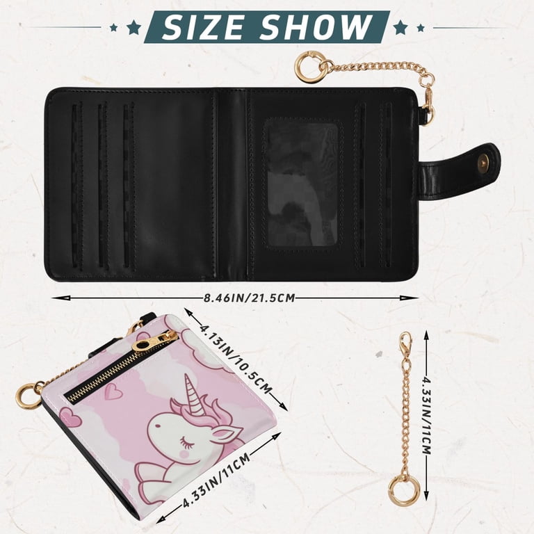 Unicorns on Clouds Hearts Valentine Women's Wallet PU Leather Card