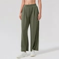 thumbnail image 5 of Ndbuld Women's Pants Women's Wide Leg Pants Casual Loose Solid Color Breathable Sports Exercise Pants Long Trousers for Women Summer Savings Green S, 5 of 5