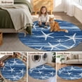 thumbnail image 5 of Round Area Rugs Collection 3.3 Ft, Navy Blue Coastal Non-Slip Residential Carpet, Summer Ocean Waves Ombre Sea Starfish Indoor Crawling Mats Doormat Runner Rugs Play Mat forBedroom, 5 of 9