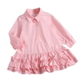 thumbnail image 3 of RMGVDSD Girls Dresses Elegant Little Girl's Long Sleeve Shirt Dress Collar Layered Ruffle Tiered Dress School Casual Sundress 7-8 Years, 3 of 8