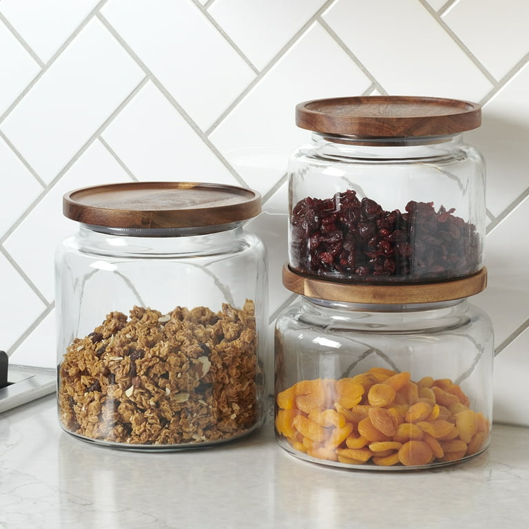 【ヴィンテージ】Anchor Hocking アンバーガラス Anchor Hocking Glass Jars with Acacia Lids, 3 Piece Set - Walmart.com