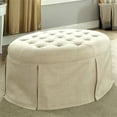 thumbnail image 2 of Furniture of America Pouf de Rangement Rond Onsah en Beige, 2 of 3