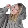 thumbnail image 2 of The Comfy Original Oversized Microfiber Wearable Blanket for Adults, Grey, 2 of 7