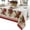 Red/White, variant on Christmas Presley Red and White Poinsettia Double Bordered 70 inch Round Fabric Tablecloth, Holiday Cottage Floral Border Print Table Cover for Dining Party