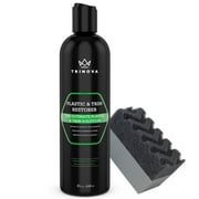 TriNova Plastic & Trim Restorer - Shines & Darkens Worn Out Plastic, Vinyl & Rubber Surfaces - Protects Cars & Motorcycles from Rain, Salt & Dirt - Prevent Fading - 8 O