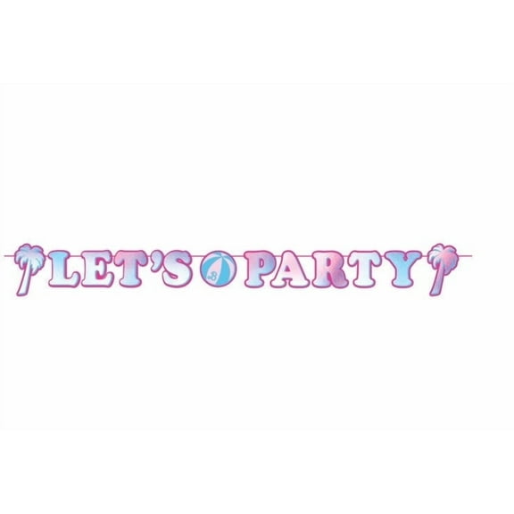 Barbie Happy Birthday Party Background Banner Metallic Silver, Pink 12 Ft