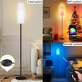 thumbnail image 3 of Smart LED Floor Lamp with APP Control & RGB Colors - Dimmable Standing Lamp for Living Room, Bedroom, Gaming - Remote, Timer, 9W Bulb Included, 67" Modern Tall Lamp (black pole + white shade), 3 of 5