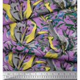 thumbnail image 2 of Soimoi Purple Poly Georgette Fabric Leaves & Floral Decor Fabric Printed BTY 42 Inch Wide, 2 of 3