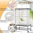 thumbnail image 4 of Bird Cage Seed Catcher, Large Bird Cage Cover, Adjustable Soft Airy Nylon Mesh Net, Birdcage Cover Skirt Seed Guard for Parrot Parakeet Macaw African Round Square Cages (White, Daisy Design), 4 of 7