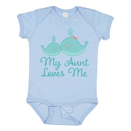 

Inktastic My Aunt Loves Me Whale Gift Baby Boy or Baby Girl Bodysuit