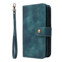 ELEHOLD for iPhone 13 Pro 6.1 inch Flip Leather Wallet Case with Card Holders Kickstand Magnetic Clasp Lanyard Shoulder Strap Shockproof Protective Case,Blue