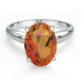 thumbnail image 3 of Gem Stone King 900 Platinum Twilight Orange Mystic Quartz Solitaire Engagement Ring for Women | 3.60 Cttw | Oval 11X9MM | Gemstone Birthstone | Size 9, 3 of 6