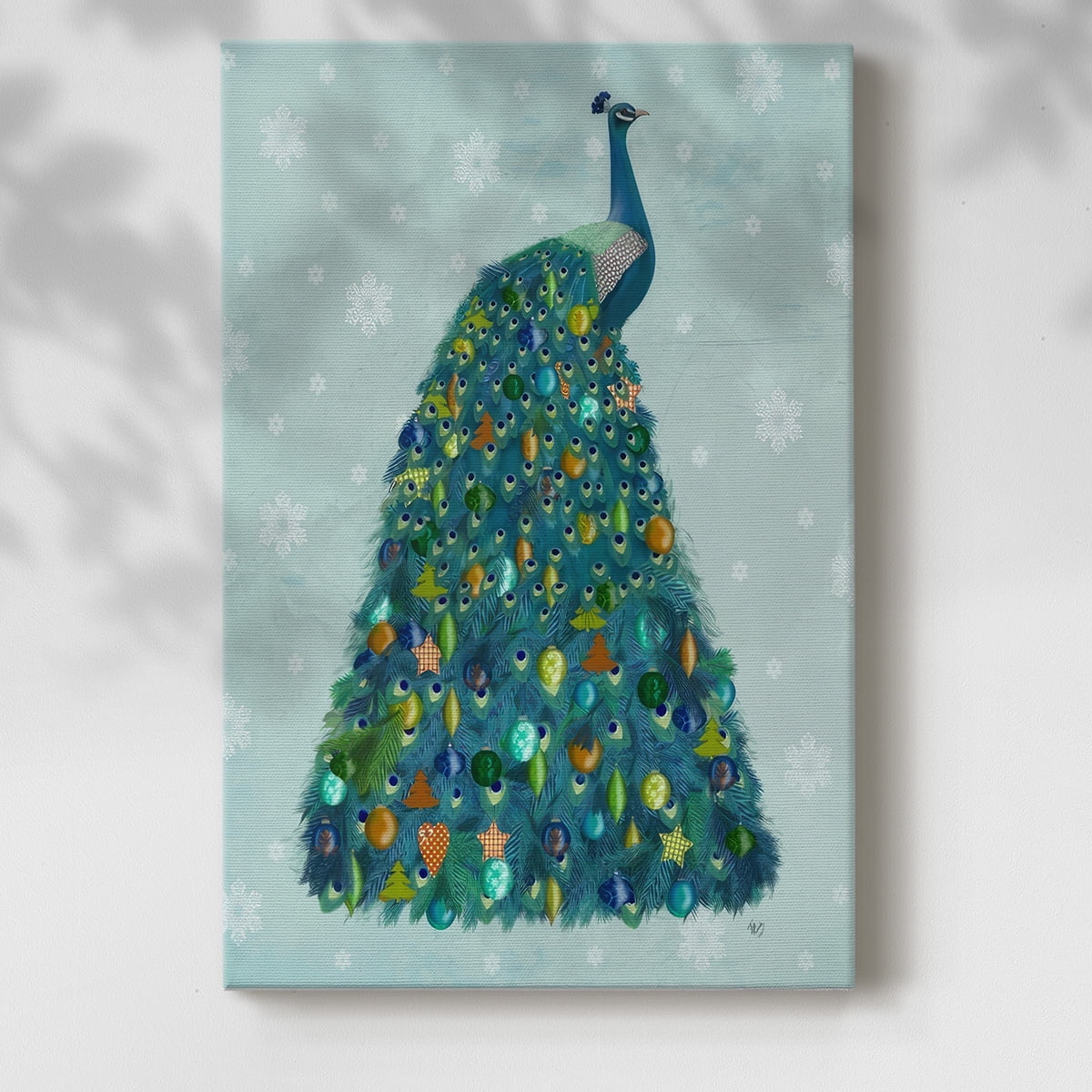 Christmas Peacock Christmas Tree- Gallery Wrapped Canvas