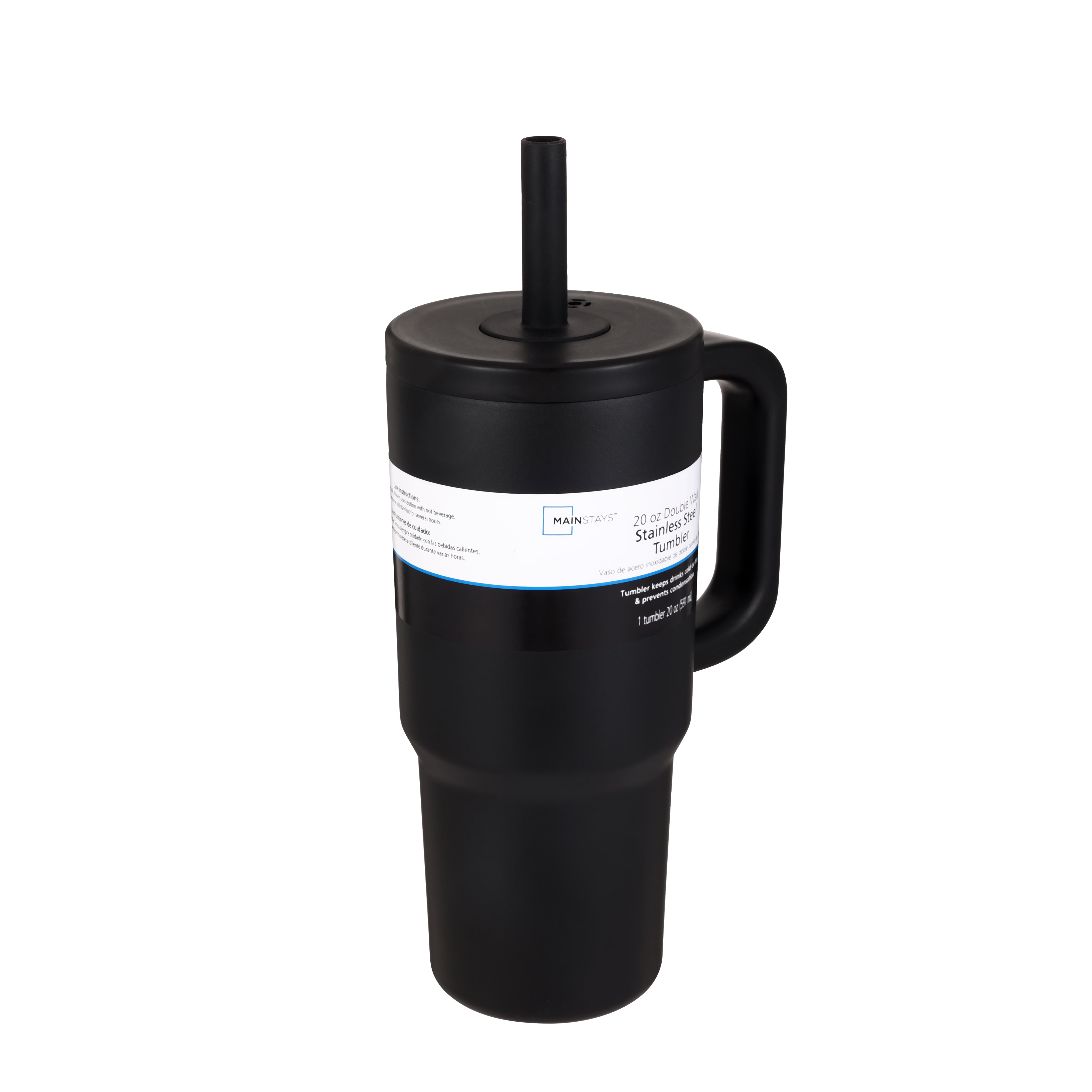 Mainstays 20 oz Stainless Steel Double Wall Tumbler with Straw Lid