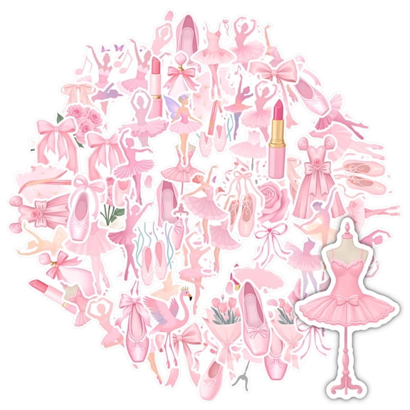 35pcs-50pcs Elegant Stationery Stickers Pink Teacher Reward Stickers Dance Kids Stickers Toy for Laptops Suitcase Fridge