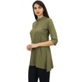 thumbnail image 6 of Phagun Women's Green Cotton Modal 3/4 Sleeve Button Down Blouse Shirt Top - 16, 6 of 8