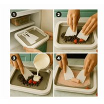 New At-Home Rolled Ice Cream Maker Kit, Instant Freeze Plate with Scrapers, DIY Homemade Ice Cream Tray, Stainless Steel Frozen Yogurt Machine, 8.8 * 6.8in, White, Ice Cream Machines