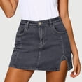 thumbnail image 4 of TaTaai Women's Denim Mini Skirt with Button Front, Side Slit, and Classic Casual Style for Summer Gift, 4 of 7