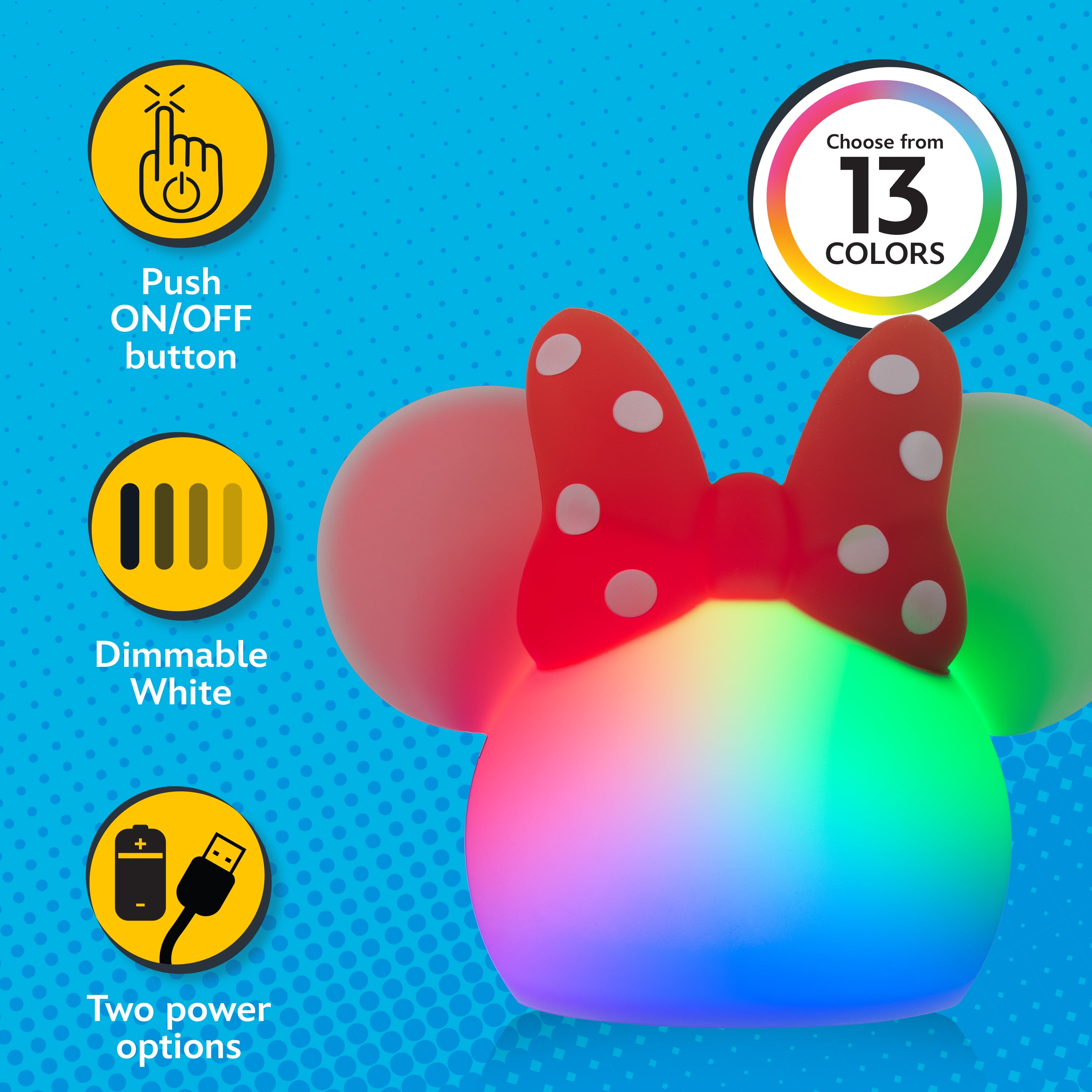 ミニーマウス かぼちゃ型ランプ Disney, Color Changing Minnie Mouse LED Lamp, 66945, Dimmable