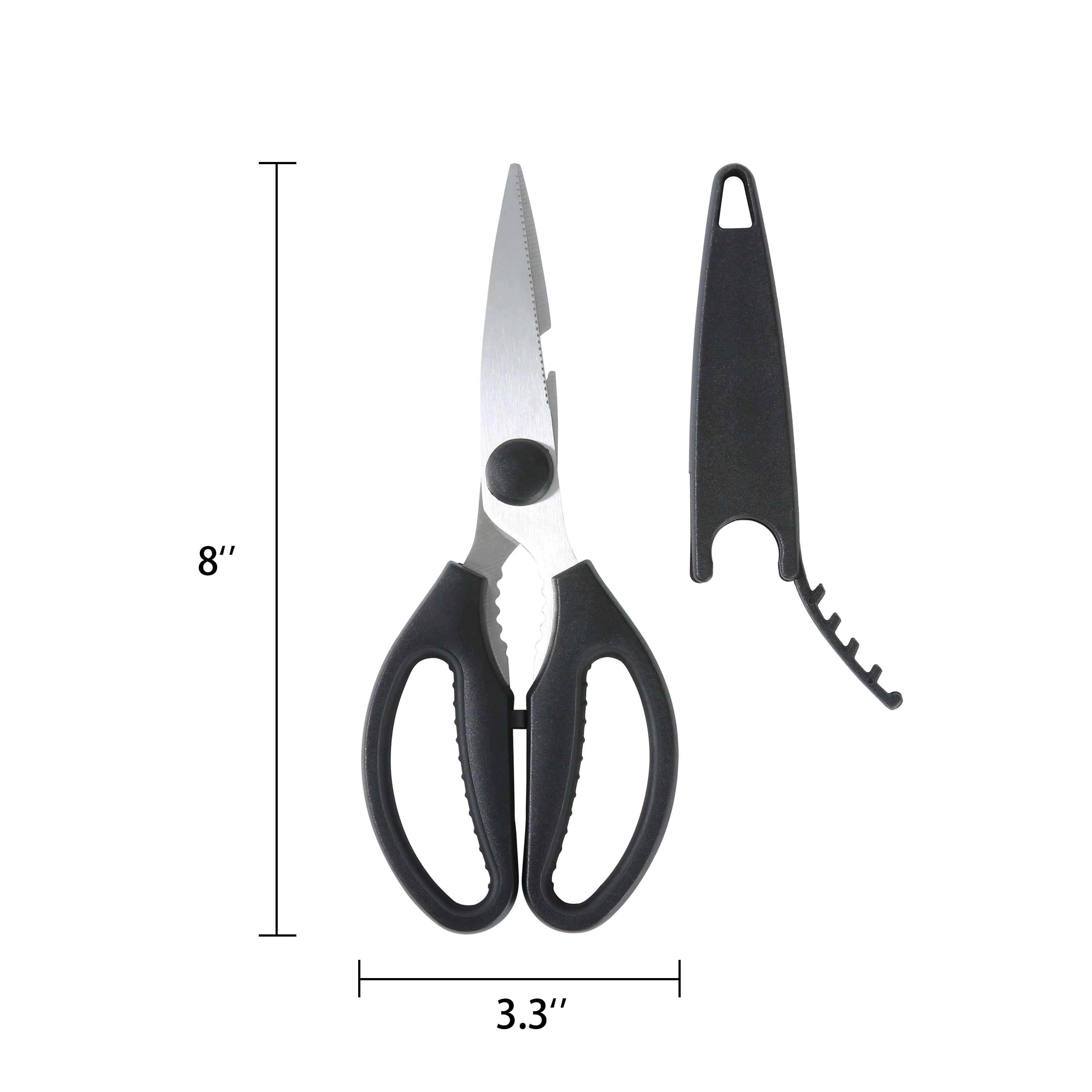 Mainstays Black Handle Stainless Steel Multi-Purpose 8.6in Kitchen Shears
