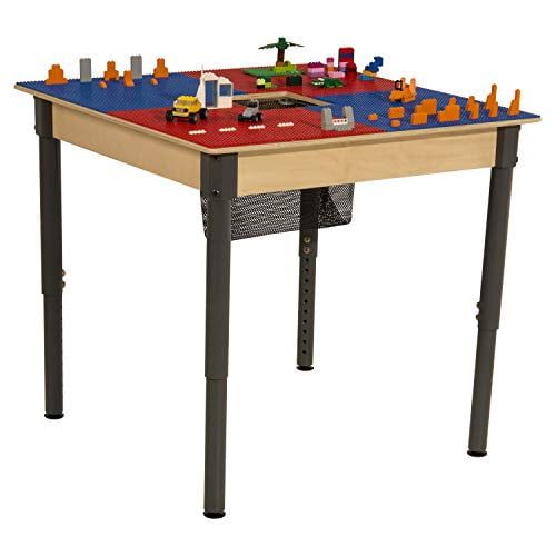 taktik mandskab Effektivt Wood Designs Time-2-Play Lego Table with Storage and Adjustable Legs (18" -  29") for Kids and Adults, Blue & Red - Walmart.com